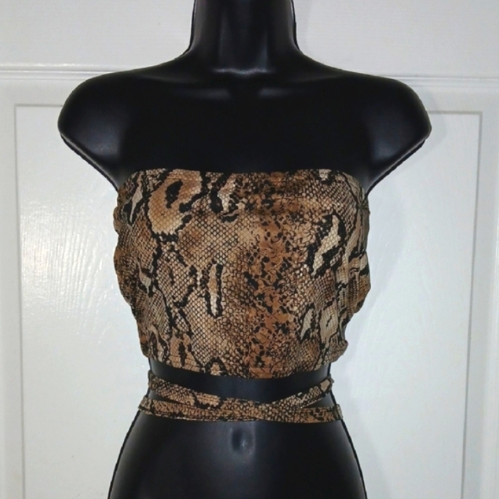 Snake Print Strapless Top